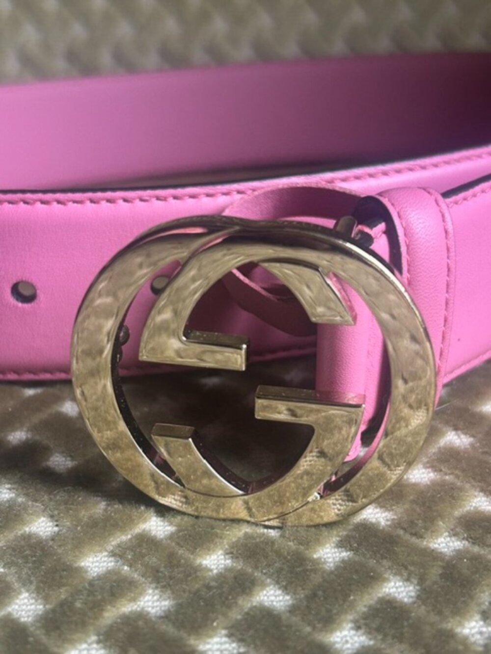 GUCCI Pretty Pink 100% Leather Interlocking G Buckle Belt - Picture 6 of 16